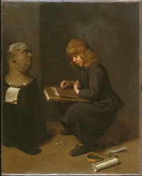 Jongen die tekent voor de buste van een Romeinse keizer, c.1661